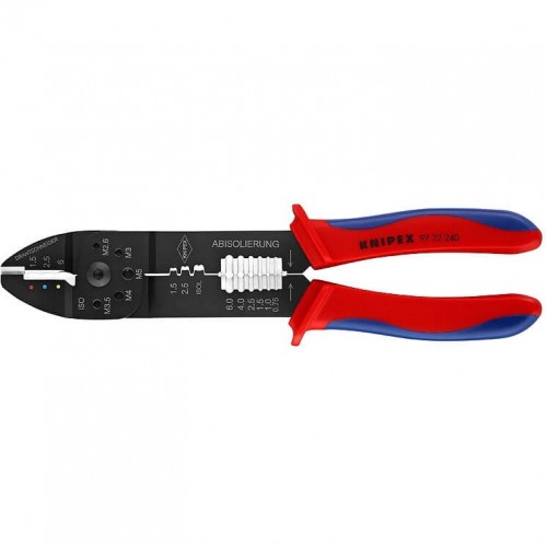 Kabelio nužievinimo ir jungčių užspaudimo replės KNIPEX 9722240 Kabelio nužievinimo ir jungčių užspaudimo replės KNIPEX 9722240
