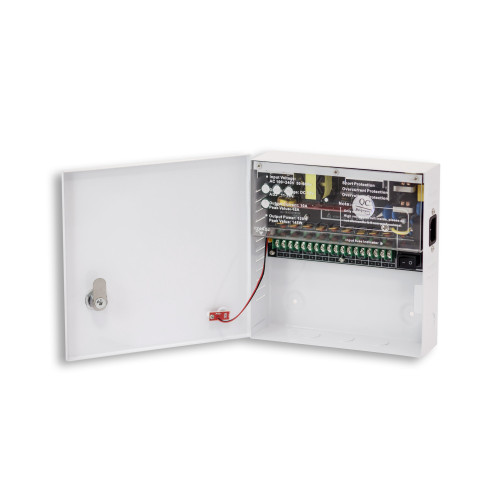 Maitinimo blokas su korpusu PowerBubble PBWD1210-09C (10A/12V, 9 išėjimai su saug.)