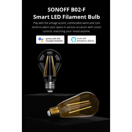 SONOFF B02-F-A60 išmanioji Wi-Fi LED filamentinė lemputė