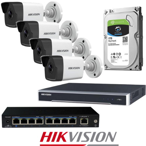 Hikvision 4 IP kamerų vaizdo stebėjimo sistema IPkit5 Hikvision 4 IP kamerų vaizdo stebėjimo sistema IPkit5